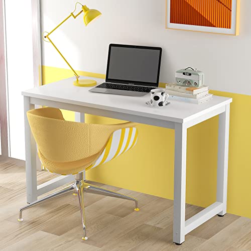 LERFAN Schreibtisch Computertisch Bürotisch Arbeitstisch PC-Tisch 120 x 60 x 75 cm mit Einfachem Design, Einstellbare Füße und Tischplatte mit Dicke von 1,5 cm, Maximale Tragfähigkeit von 100KG, Weiß von LERFAN