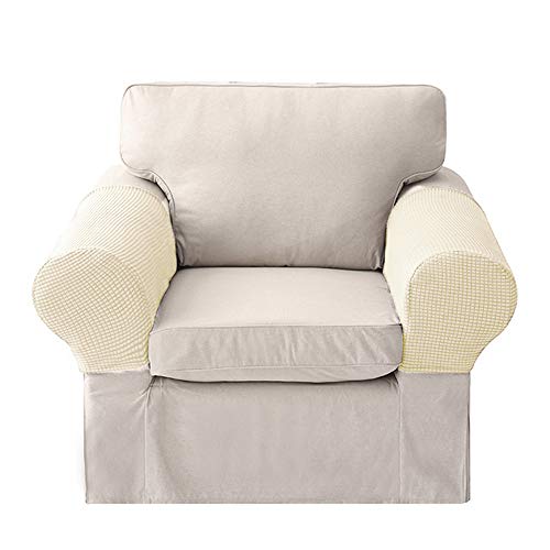 LERTREEUK 1 Paar Sofa-Armlehnenschoner, elastisch, abnehmbar (Beige) von LERTREEUK