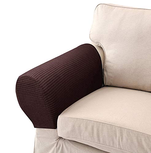 LERTREEUK 1 Paar Sofa-Armlehnenschoner, elastisch, abnehmbar (Kaffee) von LERTREEUK