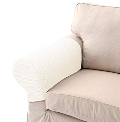 LERTREEUK 1 Paar Sofa-Armlehnenschoner, elastisch, abnehmbar (Weiß) von LERTREEUK