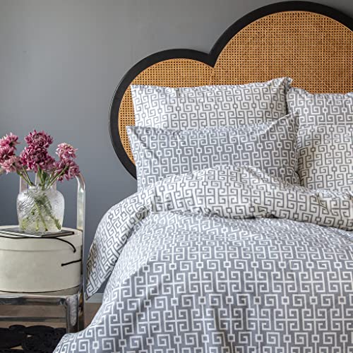 LERUUM Bettbezug Bettwäsche Set Geometrisches Wendbares Grau Griechisches Schlüsselmuster%100 Baumwolle Luxuriöser (200x200 +2(65x65), Classy Grey) von LERUUM