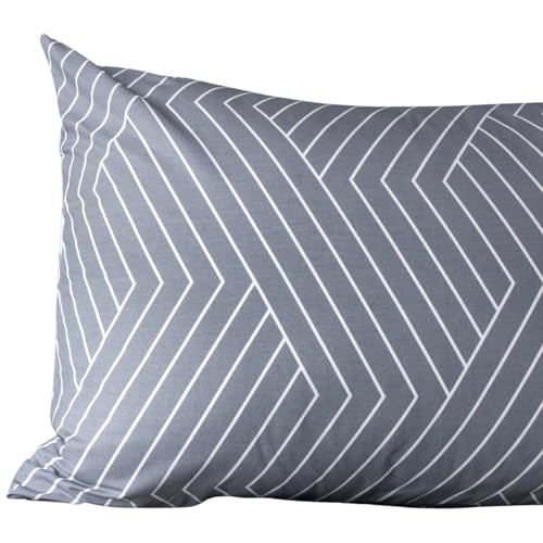 LERUUM Kissenbezüge 80x80 2er Set Grau Baumwolle Kopfkissenbezug Gestreift Motif Pillow Cases/Yastik Kilif SETI (80x80 Grau) von LERUUM
