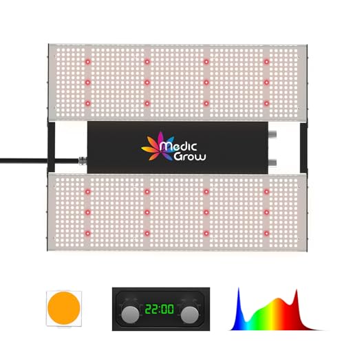Medic Grow LED Pflanzenlampe Vollspektrum,320W LED Grow Lampe mit 1374PCs LEDs, Dimmbare Daisy-Chain-Vollspektrum-Hängeleuchten für das Indoor-Anbau, 2.8 umol/J Wachstumlampe für growzelt 90x90cm von LES FLEURS