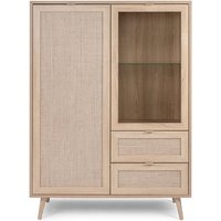 Geschirrschrank mit 2 Türen und 2 Schubladen L101,5 cm - Rattan-Druck - Bali von LES TENDANCES
