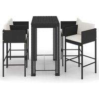5-tlg. Gartenbar-Set mit Kissen Poly Rattan Schwarz vidaXL von LES TENDANCES