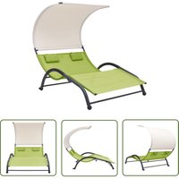 The Living Store Doppel-Sonnenliege mit Sonnendach Textilene Grün - Doppel Liege - Gartenliege - Sonnenliege - Textilene Liege - Liege Grün von LES TENDANCES