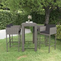 Les Tendances - vidaXL 5-tlg. Gartenbar-Set mit Kissen Poly Rattan Grau von LES TENDANCES
