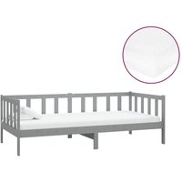 VidaXL Tagesbett mit Matratze 90x200 cm Grau Kiefer Massivholz von LES TENDANCES