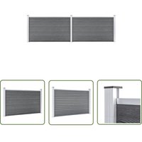 The Living Store Gartenzaun wpc 353x106 cm Grau - Gartenzaun - wpc Zaun - Holz-Aluminium Zaun - Sichtschutz - Terrasse von LES TENDANCES