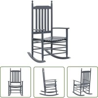 The Living Store Schaukelstuhl mit Gebogener Sitzfläche Grau Pappelholz - Vintage Stuhl - Holzsessel - Gartenstuhl - Schaukelstuhl - Outdoor Möbel von LES TENDANCES