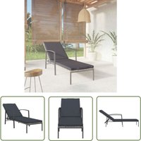 The Living Store Sonnenliege mit Auflage Poly Rattan Grau - Sonnenliege - Gartenliege - Rattanliege - Outdoor Möbel - Lounge Chair von LES TENDANCES