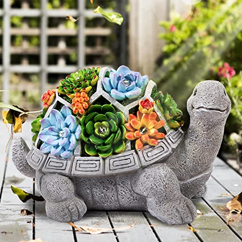 Grovind Gartendeko Gartenstatuen - Schildkröte Ornamente Deko Gartenfigur Ornament mit LED solarbetriebenen Lichtern Dekorationen für den Terrasse Rasen Geschenke für Mama/Großmutter von Grovind