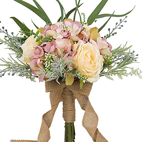 LESING Brautsträuße, künstliche Hyarangea-Rosen, handgefertigt, romantisch, für Braut, Brautjungfer, Blumensträuße, Blumenstrauß von LESING