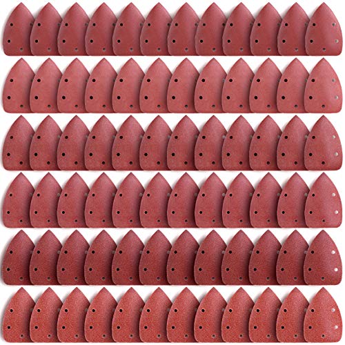 LESNIC 72 Stück Maus-Detailschleifer, Körnung 40/60/80/100/120/180, verschiedene Schleifpapier-Schleifscheiben, Klett-Schleifpads für Schwingschleifer und alle Oszillierwerkzeuge (gemischt). von LESNIC