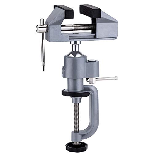 LESOLEIL Mini Schraubstock, 360° Drehbar Klemmbacken Werkbank Tischschraubstock aus Aluminiumlegierung mit 0-50 mm Spannweite Klemmbacken für Fixieren von Werkstück von LESOLEIL