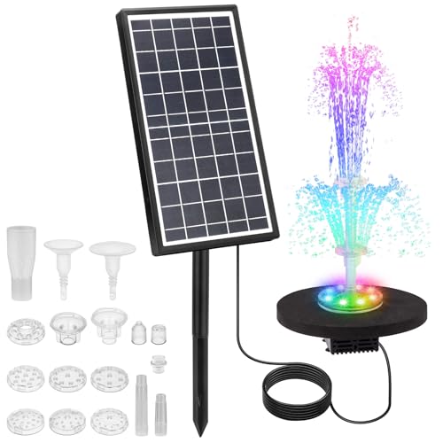 LESOLEIL Solar Teichpumpe 10W, Solar Schwimmend Springbrunnen Solarbrunnen mit Akku, LED, 17 Fontänenstile, Einstellbarer Wasserdurchfluss für Außen Vogelbad, Garten, Teich, Fisch-Behälter von LESOLEIL