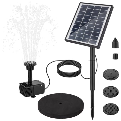 LESOLEIL Solar Teichpumpe 5.5 W, Solar Springbrunnen Solarbrunnen mit Akku, 6 Fontänenstile Schwimmend Wasserpumpe für Teich, Garten, Vogelbad, DIY-Wasserspiele von LESOLEIL