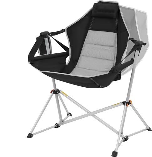 LET'S Camp Hängematten-Campingstuhl, leicht, tragbar, Outdoor-Stuhl für Camping und Wandern, unterstützt 136 kg, Schwarz von LET'S CAMP