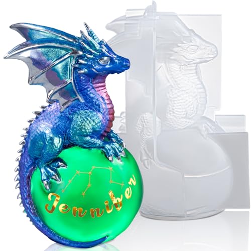 LET'S RESIN Drachenharz-Formen, Drachenfiguren, Epoxidharz-Formen mit Eierbasis, 3D-Tier-Silikonformen für Kunstharz-Bastelarbeiten, DIY-Schreibtisch-Dekoration und Geschenke von LET'S RESIN