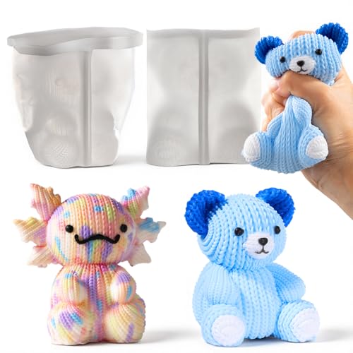 LET'S RESIN Bären- und Axolotl-Formen für Taba-Quetsch-Formen, niedliche Häkel-Textur Tier-Silikonformen, dicke und flexible Form für einzigartige Squishies, ideales Geschenk für Ihre Familie LET'S RESIN Bären- und Axolotl-Formen für Taba-Quetsch-Formen, niedliche Häkel-Textur Tier-Silikonformen, dicke und flexible Form für einzigartige Squishies, ideales Geschenk für Ihre Familie von LET'S RESIN