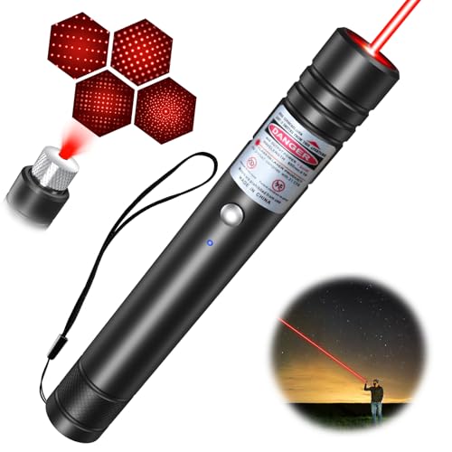 LETEAPII Rotlicht-Taschenlampe, Langstrecken-USB-wiederaufladbarer taktischer Strahl mit Sternkappe, verstellbarer Effekt für Outdoor-Reisen, Präsentationen, TV/LED/LCD-Bildschirme und von LETEAPII