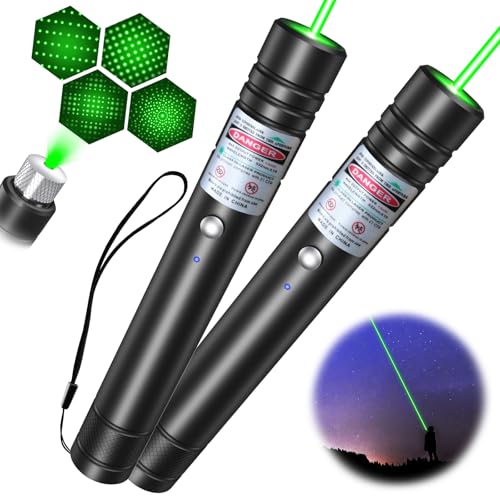 LETEAPII Taschenlampe mit grünem Strahl, lange Reichweite, wiederaufladbar, über USB aufladbar, taktische Taschenlampen mit Sternkappe, verstellbar für TV/LED/LCD-Bildschirme, Präsentationen von LETEAPII