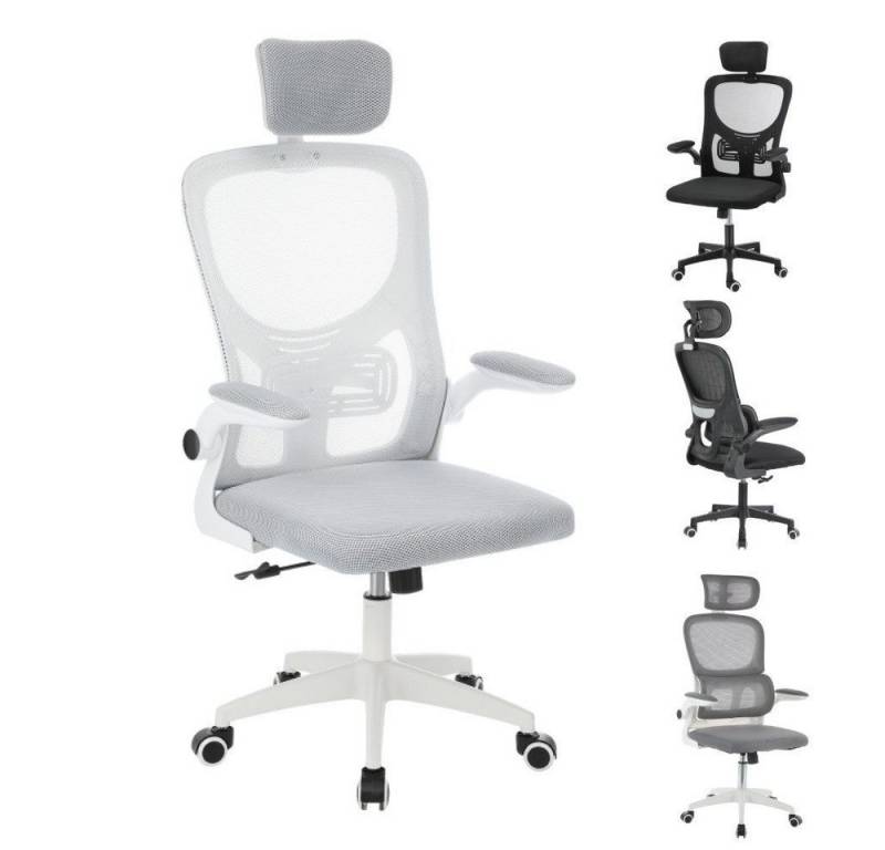 LETGOSPT Bürostuhl Ergonomisch Computerstuhl, Chefsessel, Drehstuhl, Schreibtischstuhl (Ergonomisch Schreibtischstuhl mit verstellbare Kopfstütze, 1 St), Höhenverstellbar Chefsessel,Atmungsaktiv,Wippfunktion 90°-105°,150KG von LETGOSPT