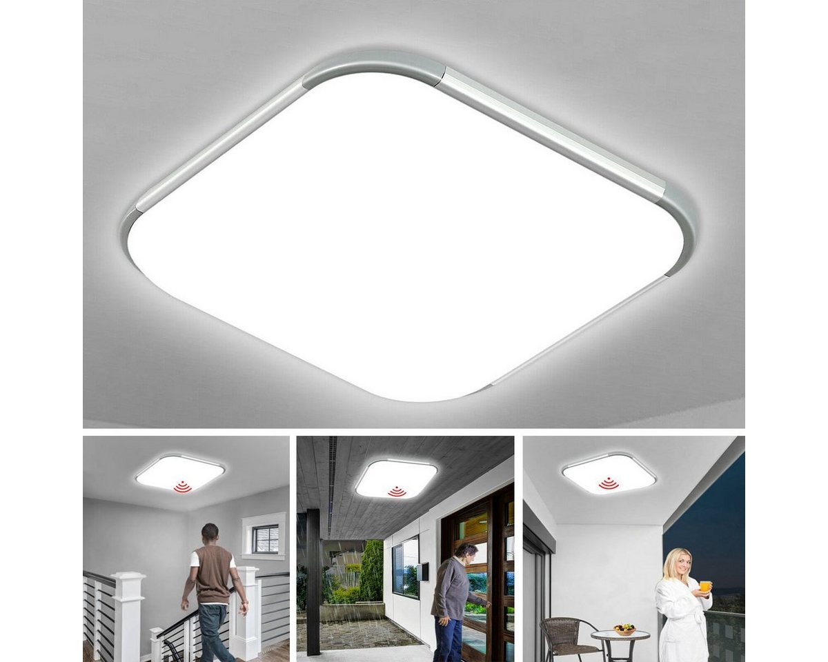 LETGOSPT Deckenleuchte Modern 24W LED Deckenleuchte, Radar Sensor Deckenlampe, LED fest integriert, LED Flurlampe 30 x 30 x 5cm, für Badezimmer Garage Balkon Küche von LETGOSPT