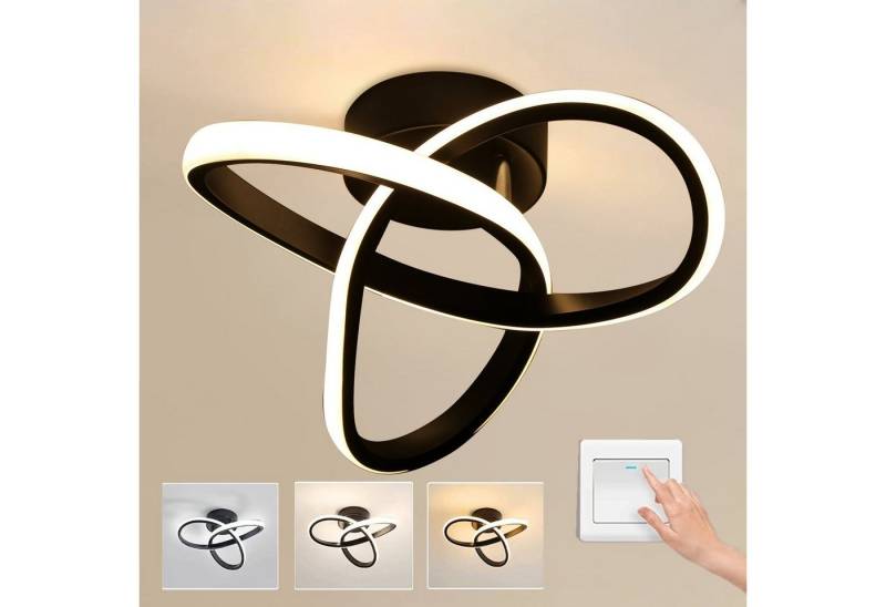 LETGOSPT Deckenleuchte 30W 2800LM LED Deckenlampe, Moderne Deckenleuchte aus Aluminium, LED fest integriert, Kaltweiß, Naturweiß, Warmweiß, LED Lampe Schwarz für Wohnzimmer Schlafzimmer Flur Küche Balkon,Φ 25cm von LETGOSPT
