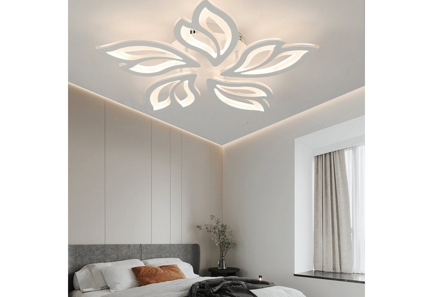 LETGOSPT Deckenleuchte 60W / 80W / 120W Modern LED Deckenleuchte, in Blumenförmiges Design, LED fest integriert, für Schlafzimmer Wohnzimmer Büros von LETGOSPT