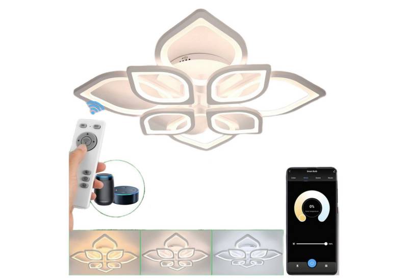 LETGOSPT Deckenleuchte 80W Modern Fernbedienung Dimmbar Wohnzimmerlampe, LED fest integriert, kaltweiß / neutralweiß / warmweiß, mit APP und WIFI-steuerung,für Alexa und Google-Assistant von LETGOSPT