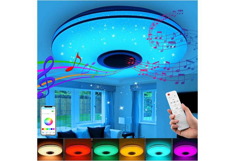 LETGOSPT Deckenleuchte Deckenlampe mit Bluetooth Lautsprecher, Musik Lampe, RGB Farbwechsel, LED fest integriert, Dimmbar mit Fernbedienung oder APP,für Wohnzimmer Schlafzimmer Bar von LETGOSPT