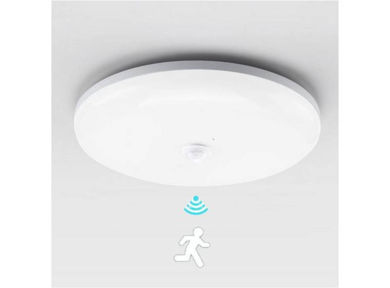 LETGOSPT Deckenleuchte LED Deckenleuchte mit Bewegungsmelder Sensor Leuchte Balkon Lampe, IP54 Wasserfest, LED fest integriert, Kaltweiß, 18W 1800LM, Deckenlampe 6500K für Balkon Flur Garage Treppe Gang von LETGOSPT