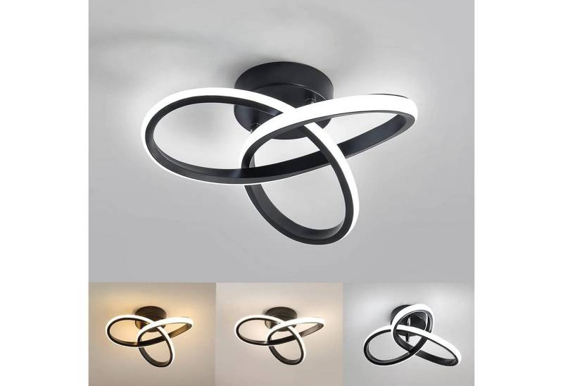 LETGOSPT Deckenleuchte LED Kleeblatt Deckenleuchte 30W 2800LM, Schwarz Dimmbar Deckenlampe, LED fest integriert, für Wohnzimmer Schlafzimmer Flur Küche Balkon, Durchmesser 25cm von LETGOSPT