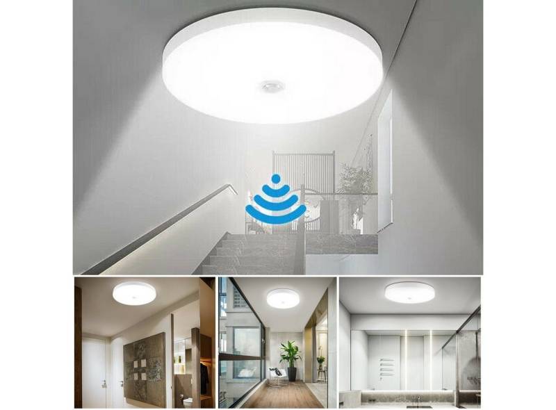 LETGOSPT Deckenleuchte Superhelle LED Deckenlampe mit Bewegungsmelder Innen, LED fest integriert, ‎Kaltweiß, Rund Sensor Leuchte für Bad Schlafzimmer Flur Küche Wohnzimmer von LETGOSPT