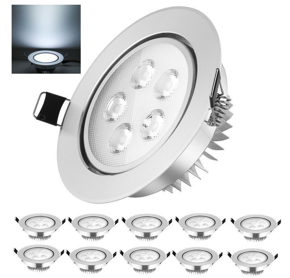 LETGOSPT Einbauleuchte LED Deckenspots Flach 230V 3W/5W LED Einbaustrahler 10er Set, LED fest integriert, für Wohnzimmer, Badezimmer, Büro von LETGOSPT