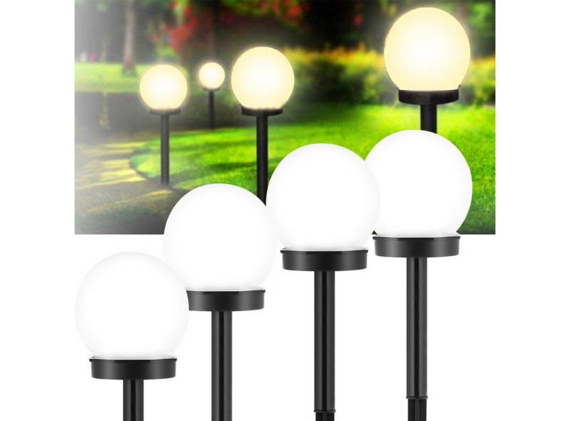 LETGOSPT Gartenleuchte 4x LED Solarleuchte Garten Kugel Leuchte mit Erdspieß, LED Kugel Außen Garten Solarleuchte, Wegen Garten Veranda Dekorativen von LETGOSPT