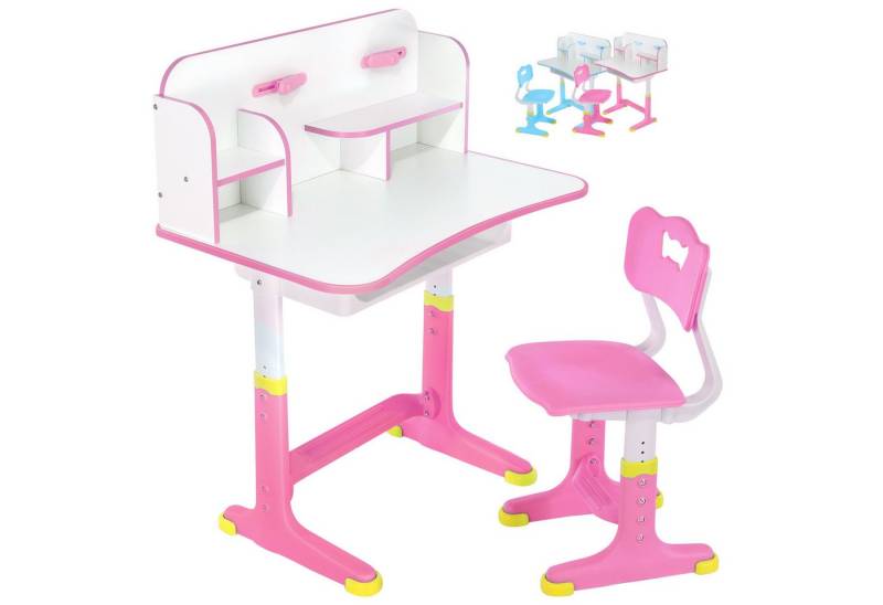 LETGOSPT Kinderschreibtisch Kinderschreibtisch Set, höhenverstellbarer Kindertisch & Stuhl (Set, Kids Schreibtisch und Stuhlset mit Lampe & Schublade), Schülerschreibtisch Set, Kinder Schreibtisch für Jungs & Mädchen von LETGOSPT