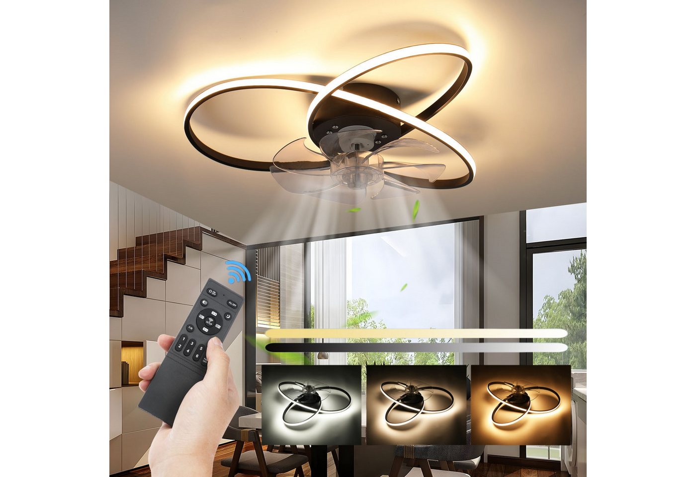 LETGOSPT LED Deckenleuchte Leise Deckenventilator mit Beleuchtung 60W Deckenlampe Mit Ventilator, Mit Fernbedienung Dimmfunktion Memoryfunktion Nachtlichtfunktion Ventilatorfunktion, LED fest integriert, Kaltweiß, Neutralweiß, Warmweiß, Leise Deckenventilatoren mit Fernbedienung, 6 Stufen, Ø 56 cm LETGOSPT LED Deckenleuchte Leise Deckenventilator mit Beleuchtung 60W Deckenlampe Mit Ventilator, Mit Fernbedienung Dimmfunktion Memoryfunktion Nachtlichtfunktion Ventilatorfunktion, LED fest integriert, Kaltweiß, Neutralweiß, Warmweiß, Leise Deckenventilatoren mit Fernbedienung, 6 Stufen, Ø 56 cm von LETGOSPT