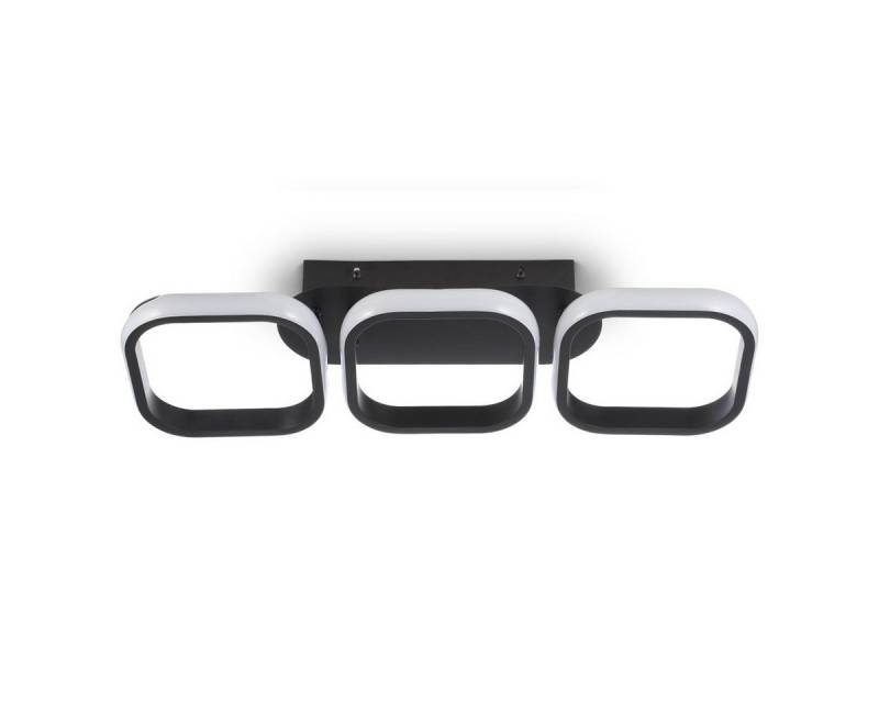 LETGOSPT LED Deckenleuchte Schwarz Deckenlampe Modern 3 Flammig in Ringoptik, Dimmbar Küchenlampe, LED fest integriert, Warmweiß, ‎Kaltweiß, Neutralweiße, 53cm x 17cm x 7cm, für Schlafzimmer, Esszimmer, Flur, Arbeitszimmer von LETGOSPT