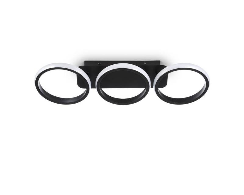 LETGOSPT LED Deckenleuchte Schwarz Deckenlampe Modern 3 Flammig in Ringoptik, Dimmbar Küchenlampe, LED fest integriert, Warmweiß, ‎Kaltweiß, Neutralweiße, 53cm x 17cm x 7cm, für Schlafzimmer, Esszimmer, Flur, Arbeitszimmer von LETGOSPT