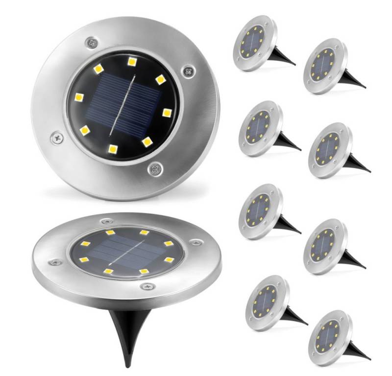 LETGOSPT LED Gartenstrahler 8 Stück Solarleuchte LED-Außenleuchte, Solarleuchten für Garten Außen, LED fest integriert, Kaltweiß, Warmweiß, 8 LEDs Solar Bodenleuchte,Außen Solarleuchte,für Garten Rasen Hof von LETGOSPT
