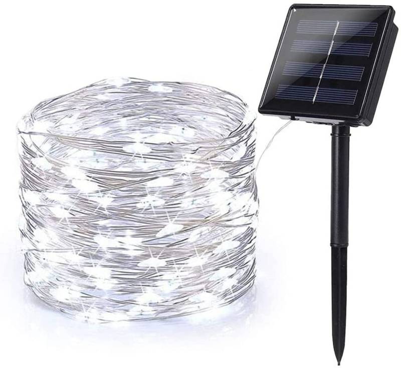LETGOSPT LED-Lichterkette 12M 100LEDs / 22M 200LEDS LED Solarleuchte Kupferdraht Lichterkette, Wasserdicht IP65 PVC-Draht Beleuchtung Dekoration von LETGOSPT