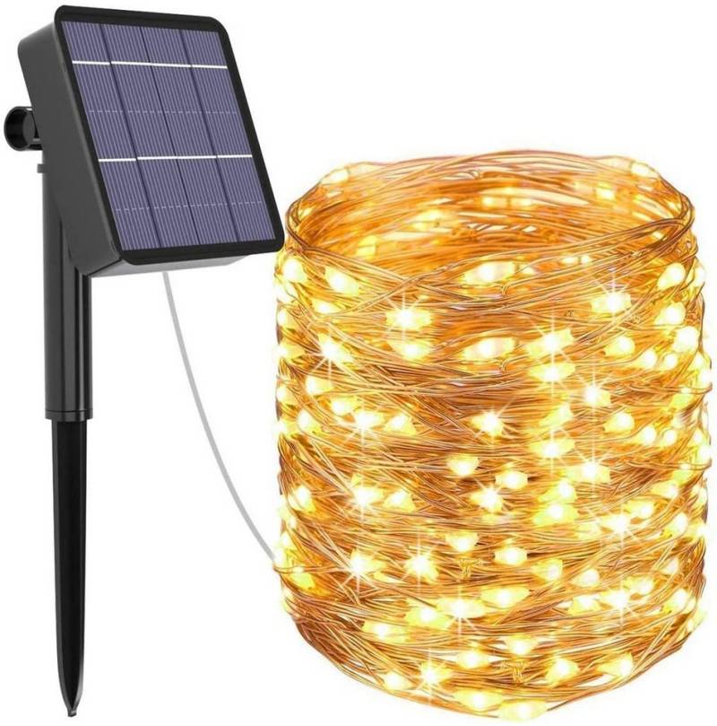 LETGOSPT LED-Lichterkette 12M 100LEDs / 22M 200LEDS LED Solarleuchte Kupferdraht Lichterkette, Wasserdicht IP65 PVC-Draht Beleuchtung Dekoration von LETGOSPT