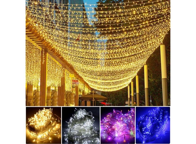 LETGOSPT LED-Lichterkette 200/500LEDs Lichterkette Außen mit 8 Modi Weihnachtslichter mit Timer, LED Lichterkette Outdoor Hängend Weihnachtsdekoration von LETGOSPT