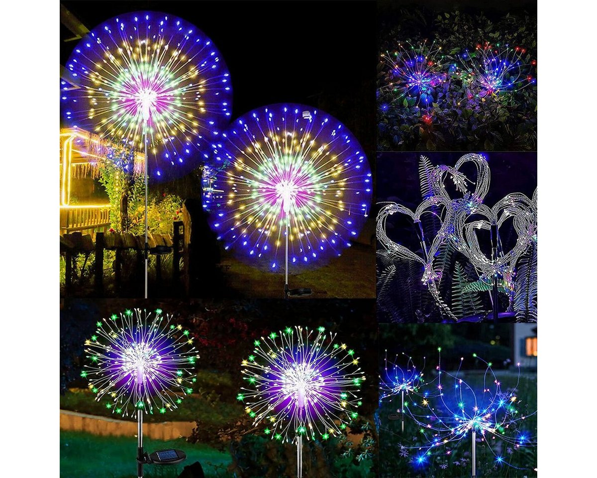 LETGOSPT LED Solarleuchte 2/4x Solar Feuerwerk Lichter 120 LEDs Gartenleuchten, IP65 Wasserdicht, LED fest integriert, bunt, Solarlampen für Außen Garten Terrasse Balkon Rasen Hinterhöfe Weg Deko LETGOSPT LED Solarleuchte 2/4x Solar Feuerwerk Lichter 120 LEDs Gartenleuchten, IP65 Wasserdicht, LED fest integriert, bunt, Solarlampen für Außen Garten Terrasse Balkon Rasen Hinterhöfe Weg Deko von LETGOSPT