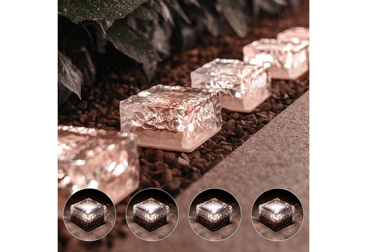 LETGOSPT LED Solarleuchte 4er Set Solar Bodenleuchten Glas Wegbeleuchtung, Solarlampen,Außen Dekoration Lichter,für Garten, Balkon und Terrasse LETGOSPT LED Solarleuchte 4er Set Solar Bodenleuchten Glas Wegbeleuchtung, Solarlampen,Außen Dekoration Lichter,für Garten, Balkon und Terrasse von LETGOSPT