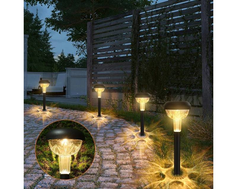 LETGOSPT LED Solarleuchte 6 Stück LED Solar-Gartenleuchten, Solarlampen für Außen Straßenlampe, LED fest integriert, für Hof, Landschaft, Rasen, Terrasse und Auffahrt von LETGOSPT