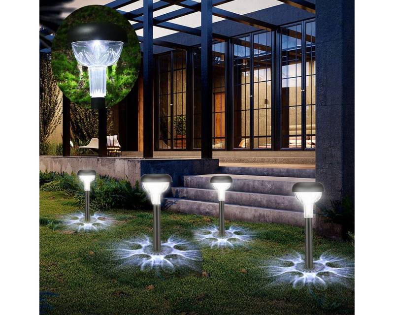 LETGOSPT LED Solarleuchte 6 Stück LED Solar-Gartenleuchten, Solarlampen für Außen Straßenlampe, LED fest integriert, für Hof, Landschaft, Rasen, Terrasse und Auffahrt von LETGOSPT