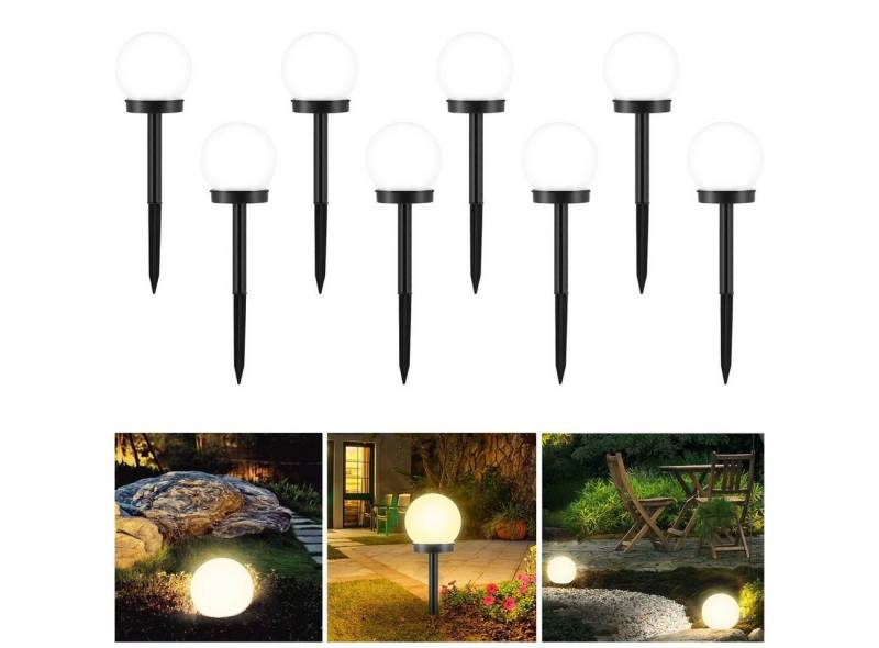 LETGOSPT LED Solarleuchte 8x Solarlampe mit Erdspieß, Ø10cm, Außenleuchte von LETGOSPT